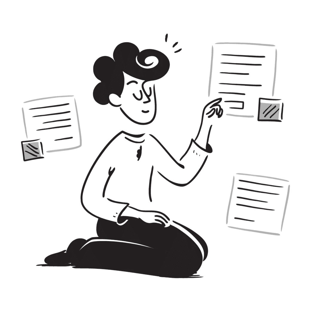 man looking through files